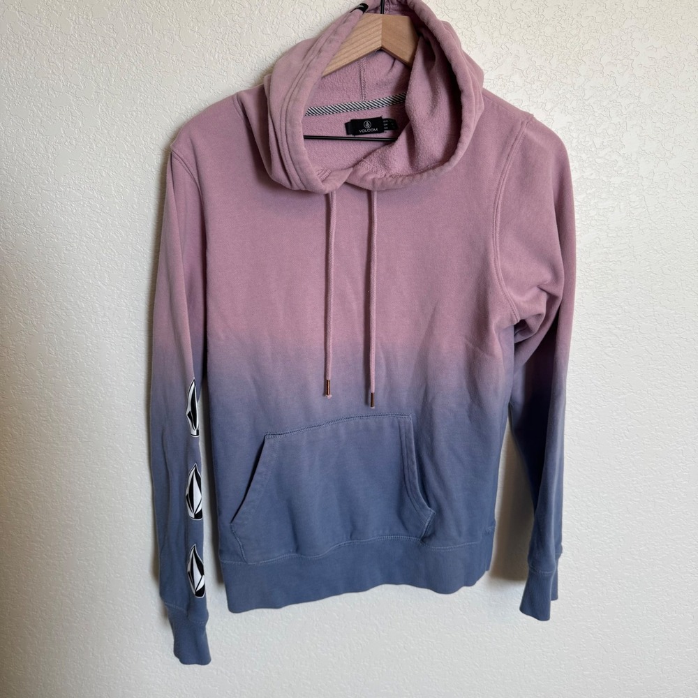 Skater Y2K Ombre Volcom Stone Logo Hoodie Size Medium Pink Blue